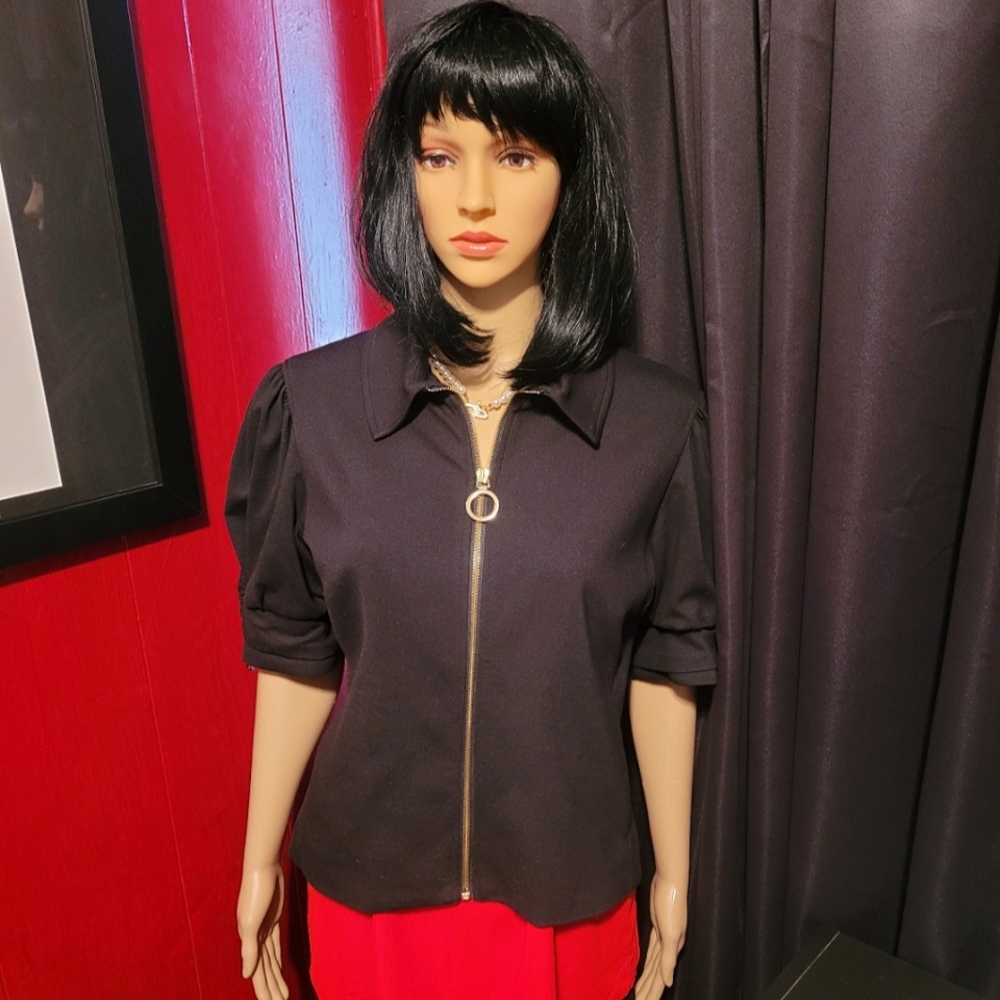 Love Moschino Black Short Sleeve Zip Up Blazer/Jacket SZ 10